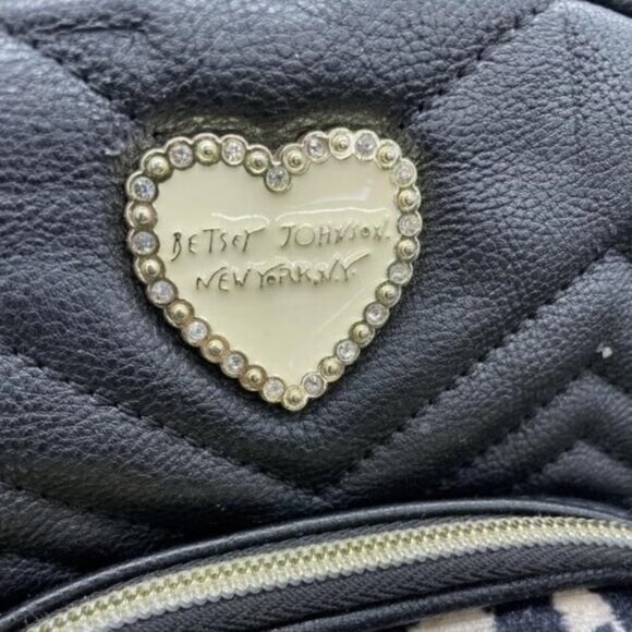 Betsey Johnson Black Leopard Mini Backpack crossbody w/ Skull Studded Bag Charm - Picture 2 of 8